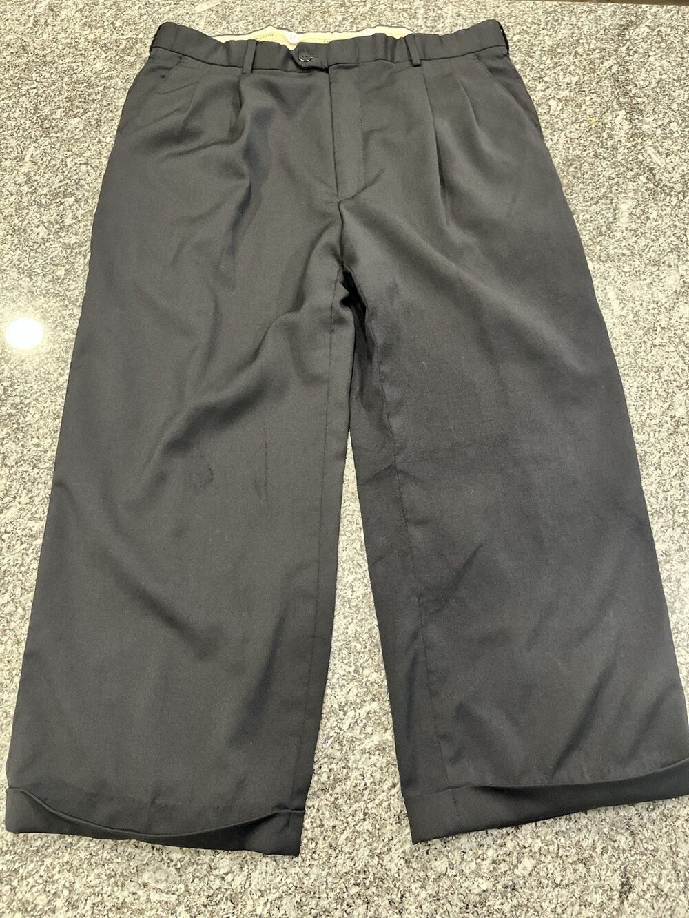 Pronto Uomo Men’s Black Solid Dress Pants Pleated Front Slash Pockets 38W A2